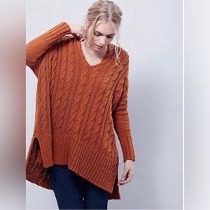 Free People Easy Cable V Neck Sweater